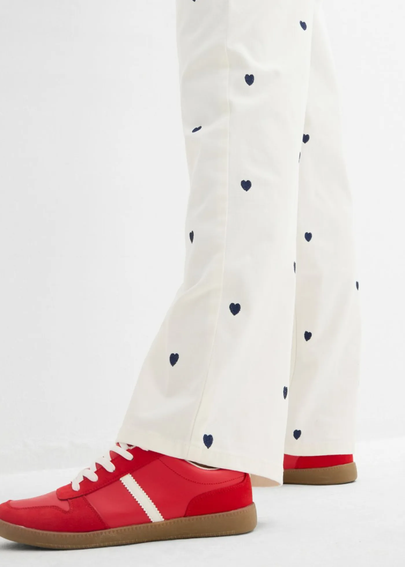 Online Pantalón de sarga con bordado Mujer Pantalones