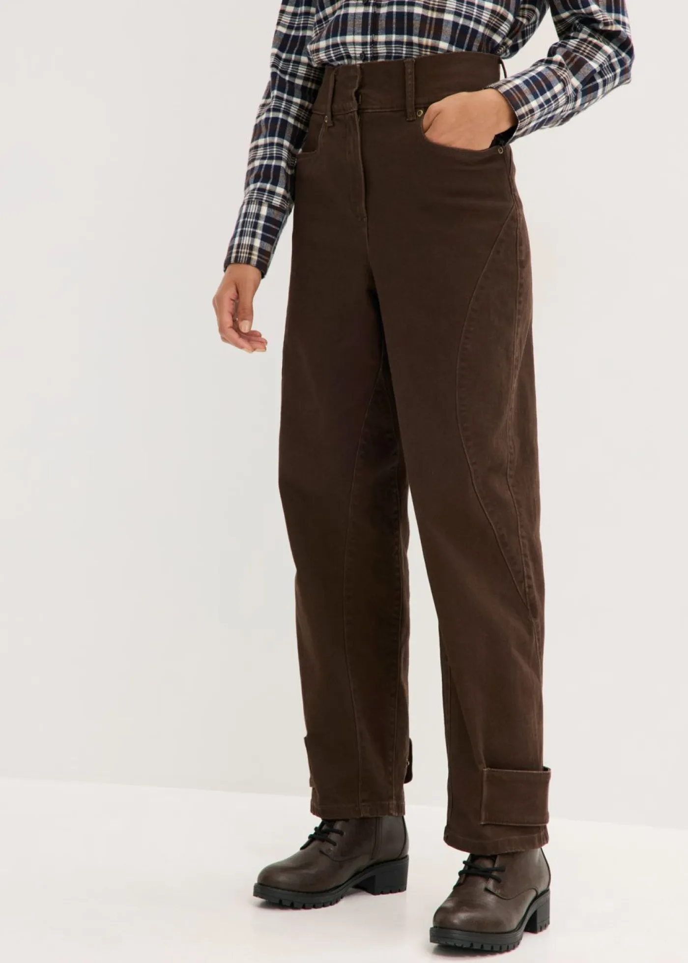 Discount Pantalón de sarga con cintura alta Mujer Pantalones