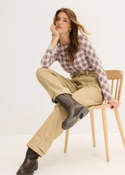 Sale Pantalón de sarga con cintura alta Mujer Pantalones