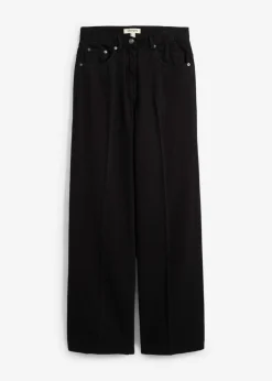 Clearance Pantalón de sarga de algodón puro con pinzas Mujer Esenciales|Pantalones