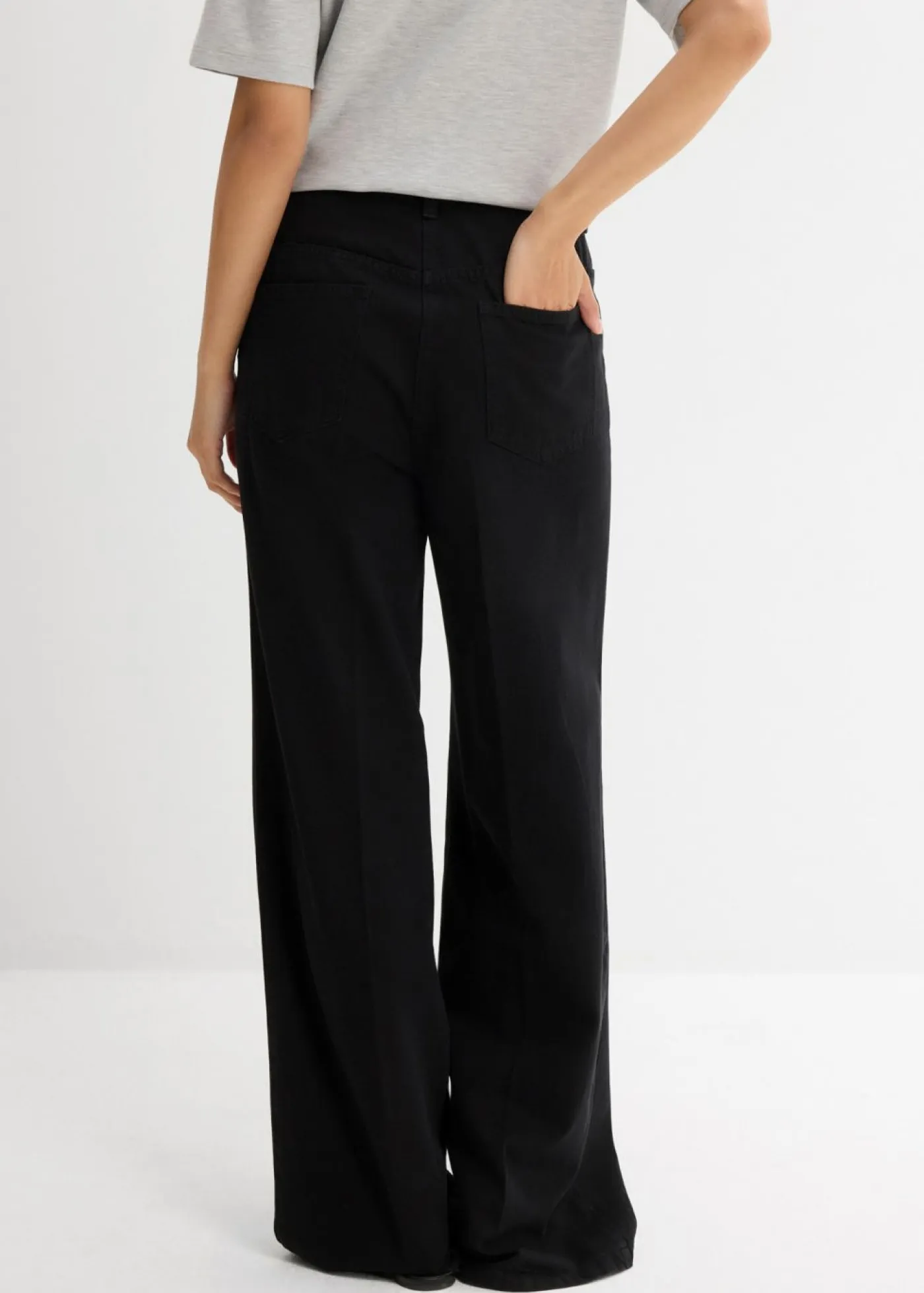 Clearance Pantalón de sarga de algodón puro con pinzas Mujer Esenciales|Pantalones