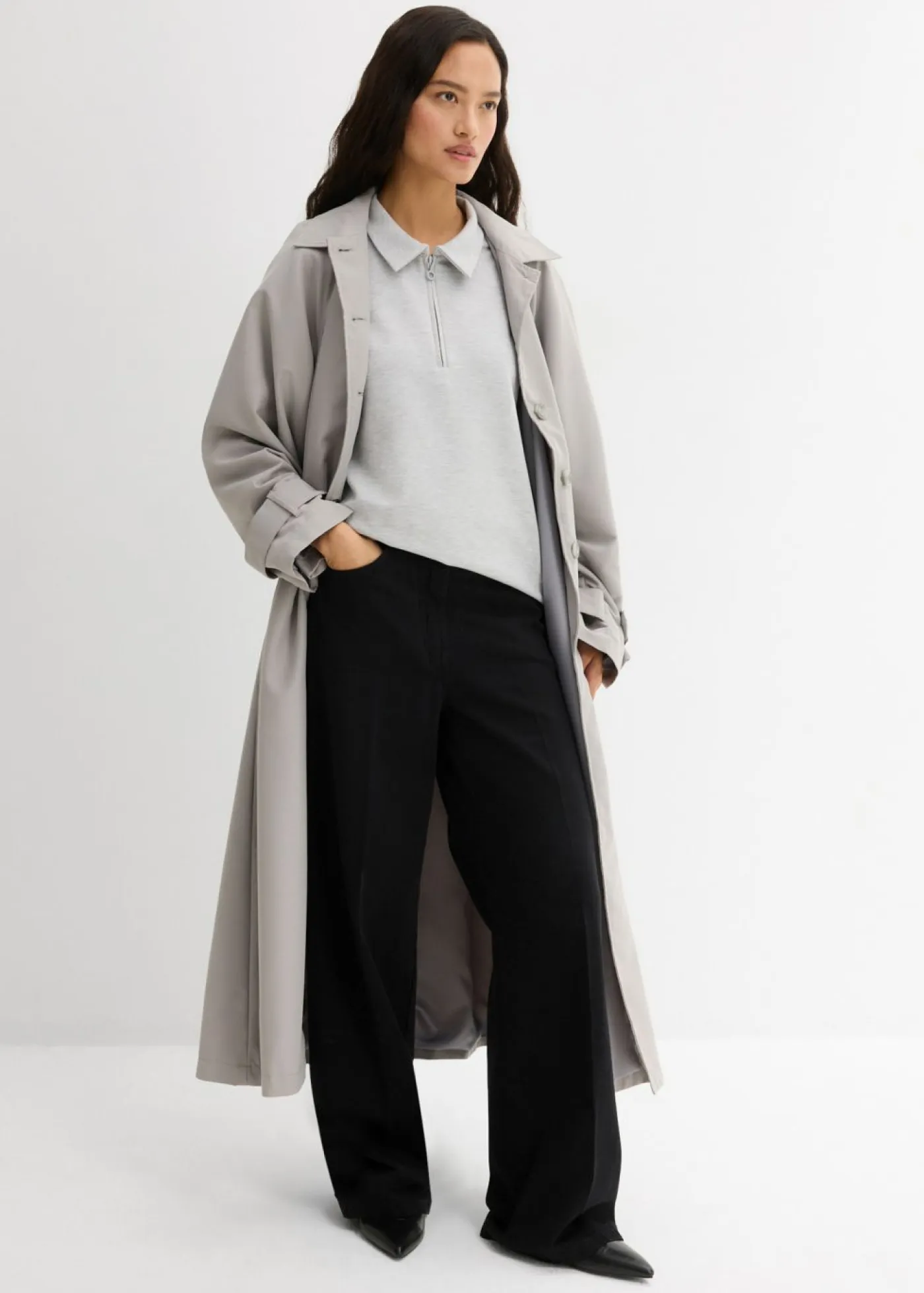 Clearance Pantalón de sarga de algodón puro con pinzas Mujer Esenciales|Pantalones