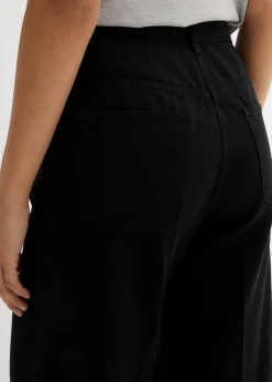 Clearance Pantalón de sarga de algodón puro con pinzas Mujer Esenciales|Pantalones