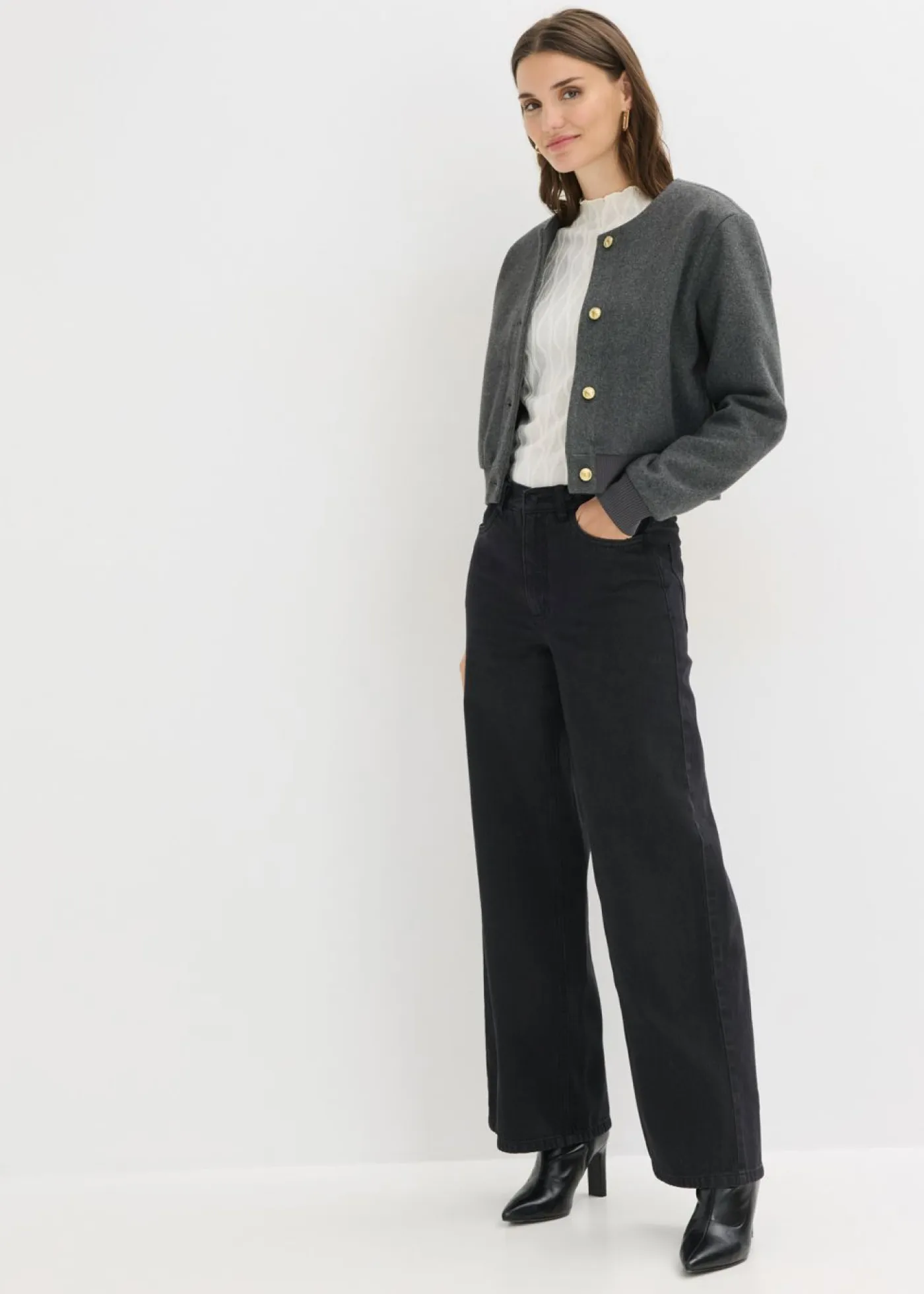 Outlet Pantalón de sarga de algodón orgánico puro Mujer Pantalones|Tallas Pequeñas