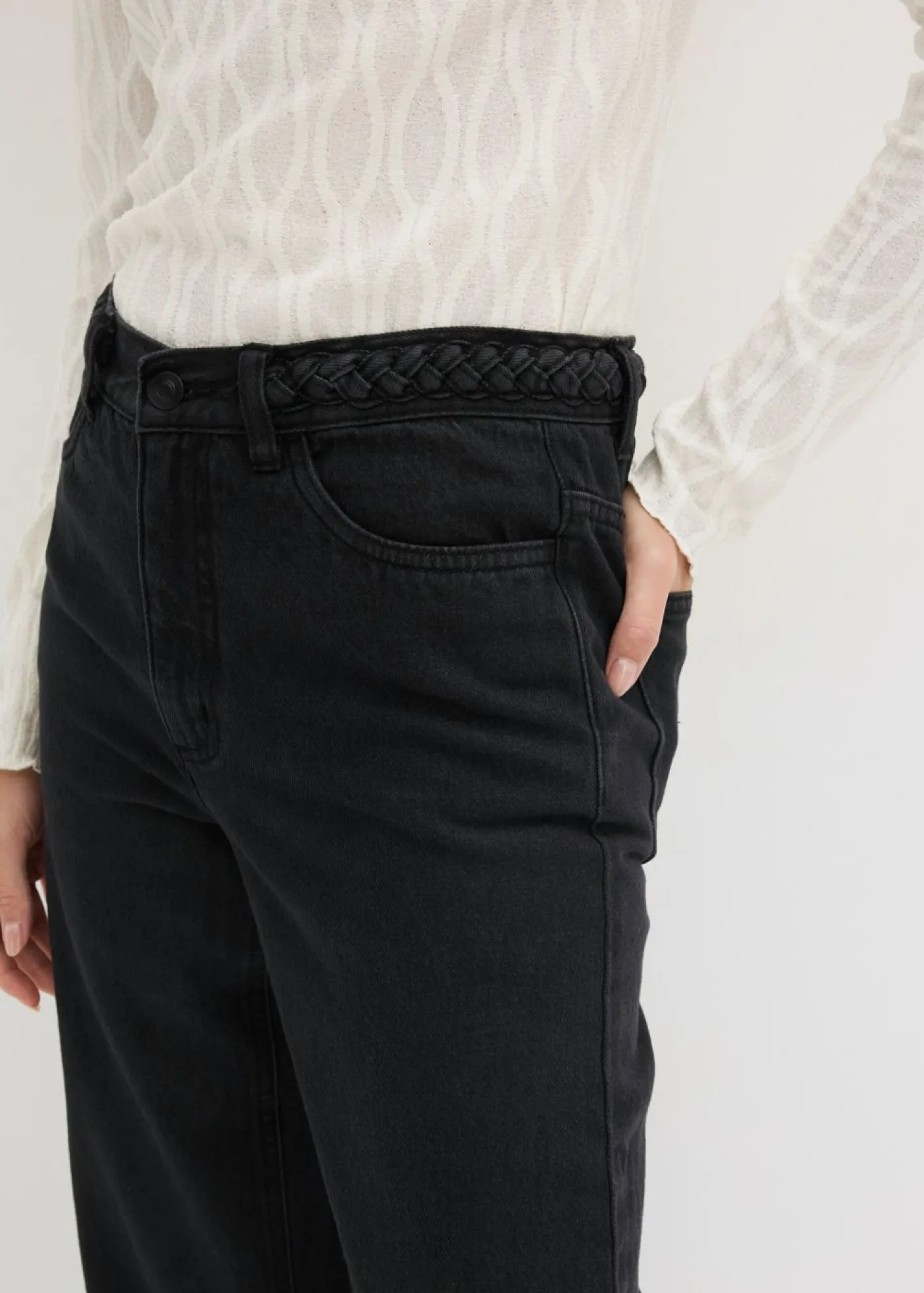 Outlet Pantalón de sarga de algodón orgánico puro Mujer Pantalones|Tallas Pequeñas