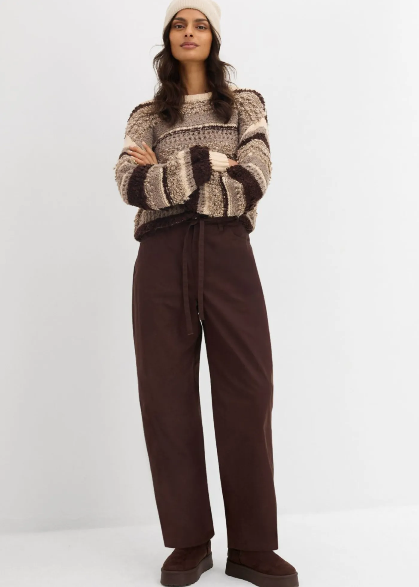 Pantalón de sarga de algodón puro Mujer Pantalones