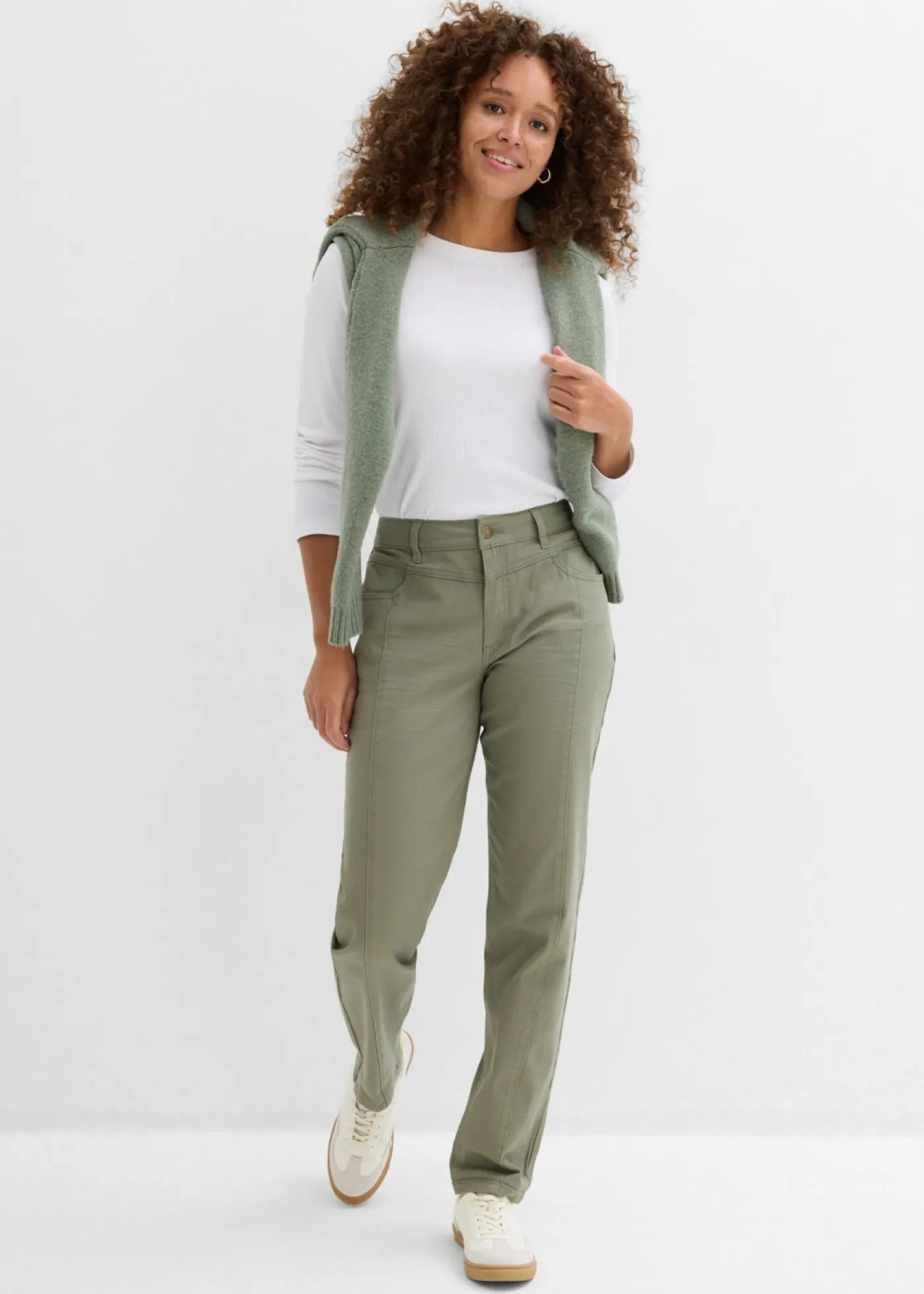 Outlet Pantalón de sarga de mezcla de algodón y elastano Mujer Pantalones
