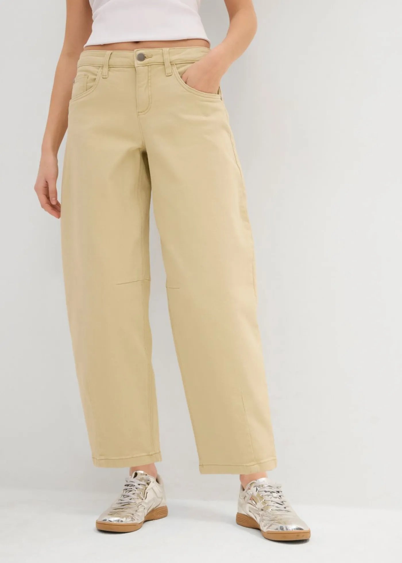 Outlet Pantalón de sarga en mezcla de algodón elástico Mujer Pantalones|Novedades