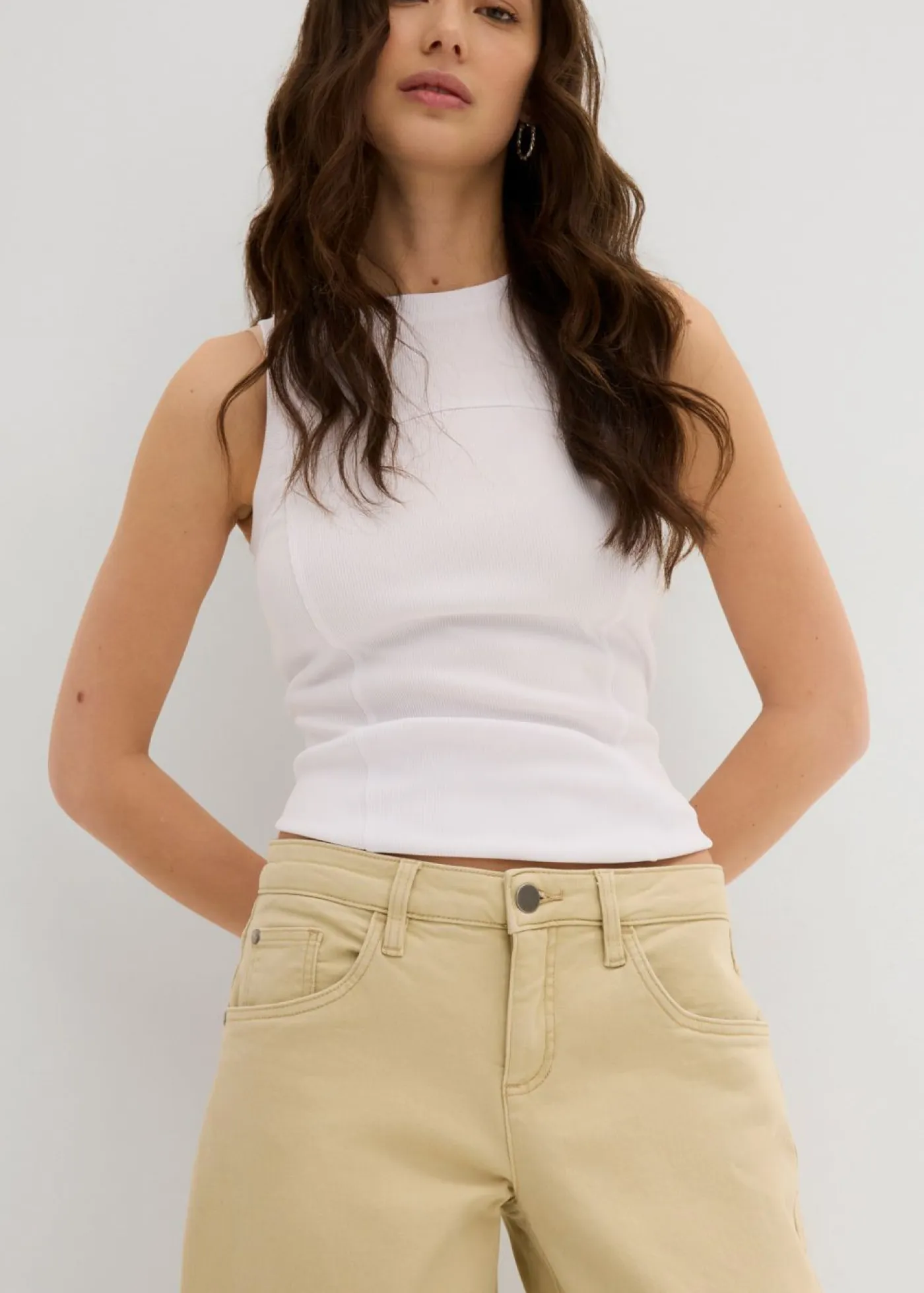 Outlet Pantalón de sarga en mezcla de algodón elástico Mujer Pantalones|Novedades