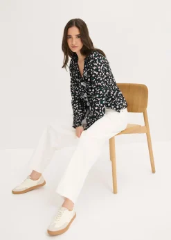 Best Pantalón de sarga en mezcla de algodón elástico Mujer Pantalones|Novedades
