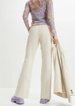 Best Pantalón de talle alto de mezcla de lino y viscosa Mujer Pantalones