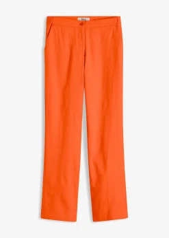 Hot Pantalón de talle alto de mezcla de lino y viscosa Mujer Pantalones