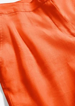 Hot Pantalón de talle alto de mezcla de lino y viscosa Mujer Pantalones