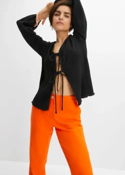 Hot Pantalón de talle alto de mezcla de lino y viscosa Mujer Pantalones