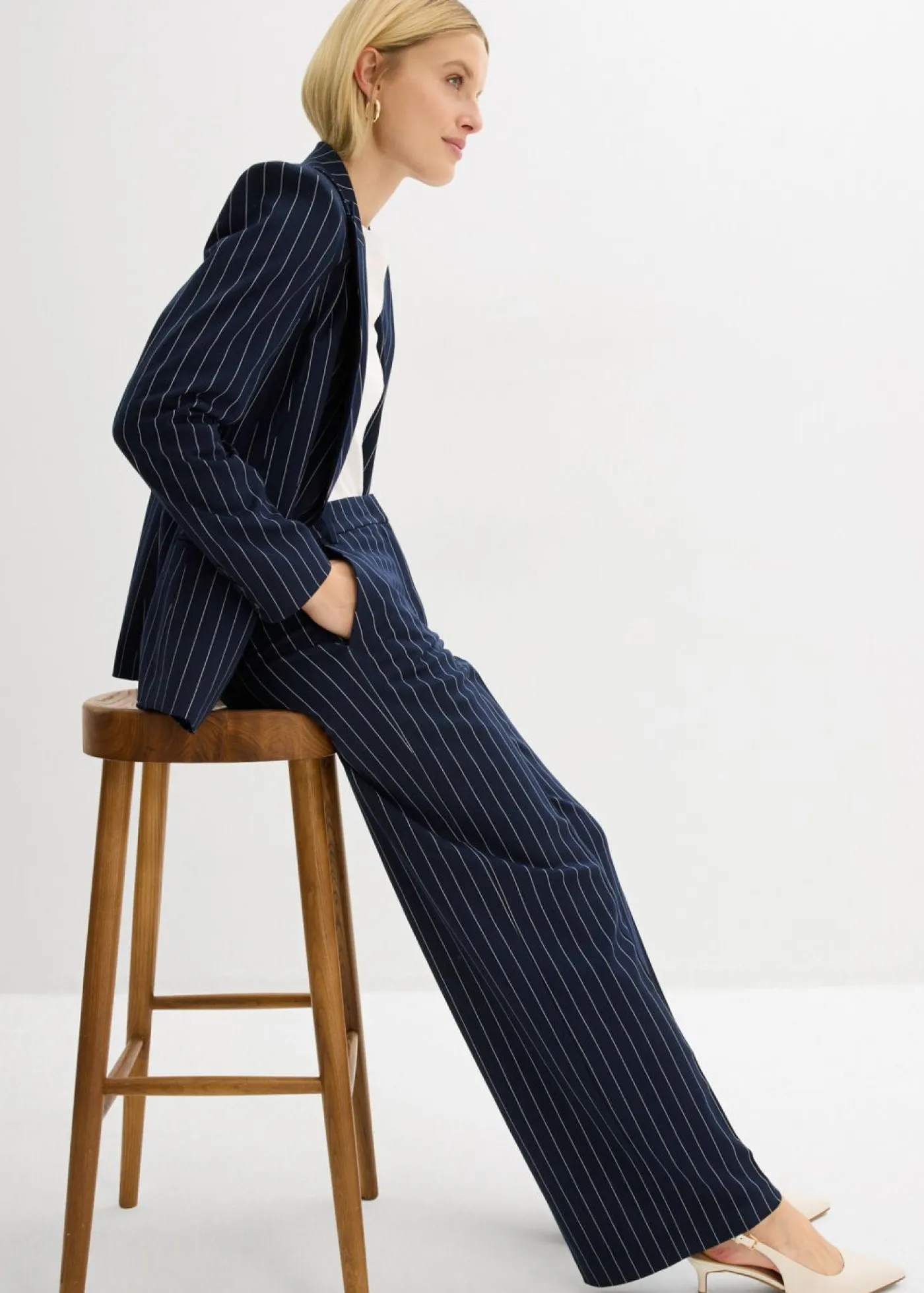 Hot Pantalón de traje con rayas Mujer Pantalones|Novedades
