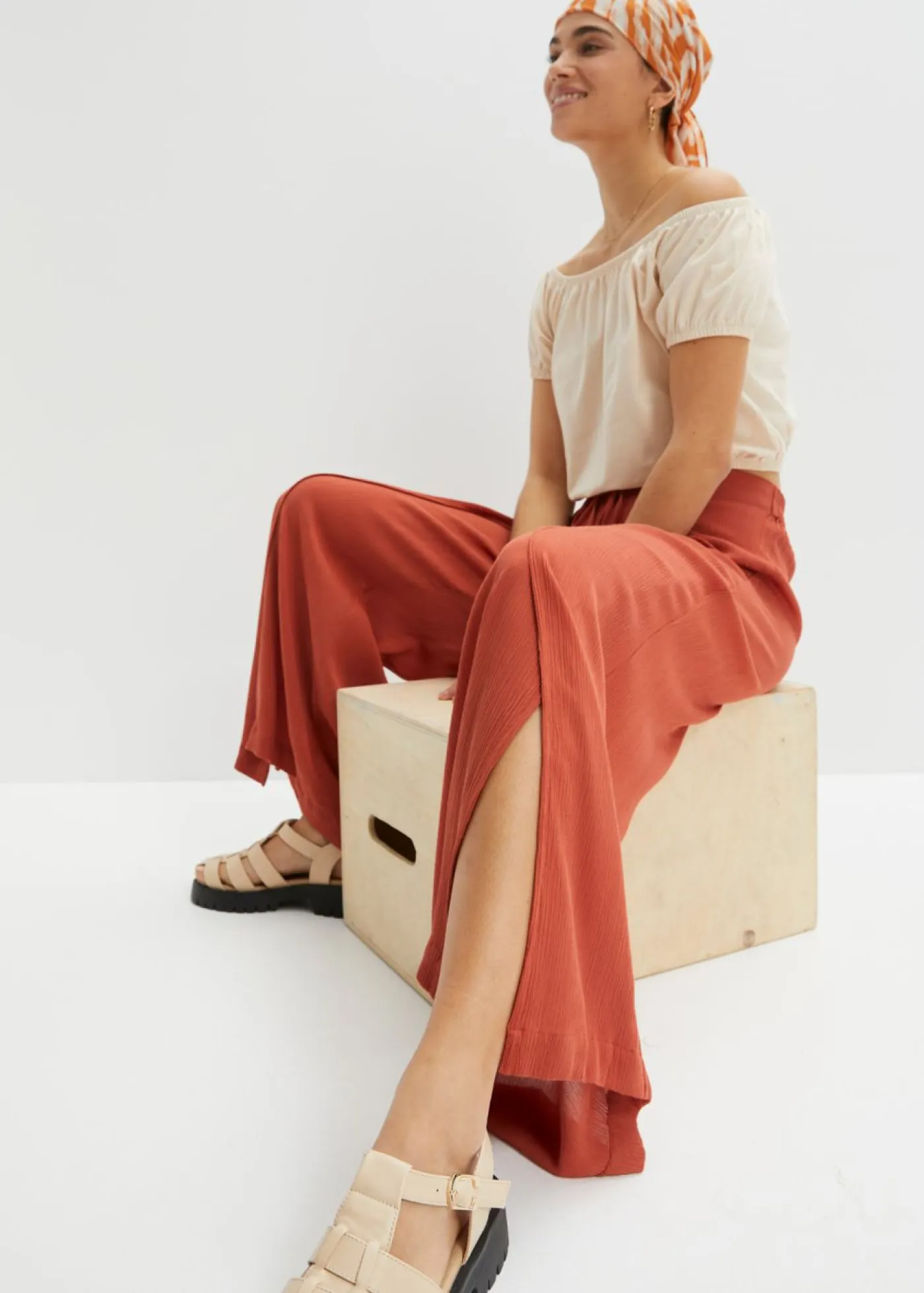 Pantalón de viscosa fluida Mujer Pantalones