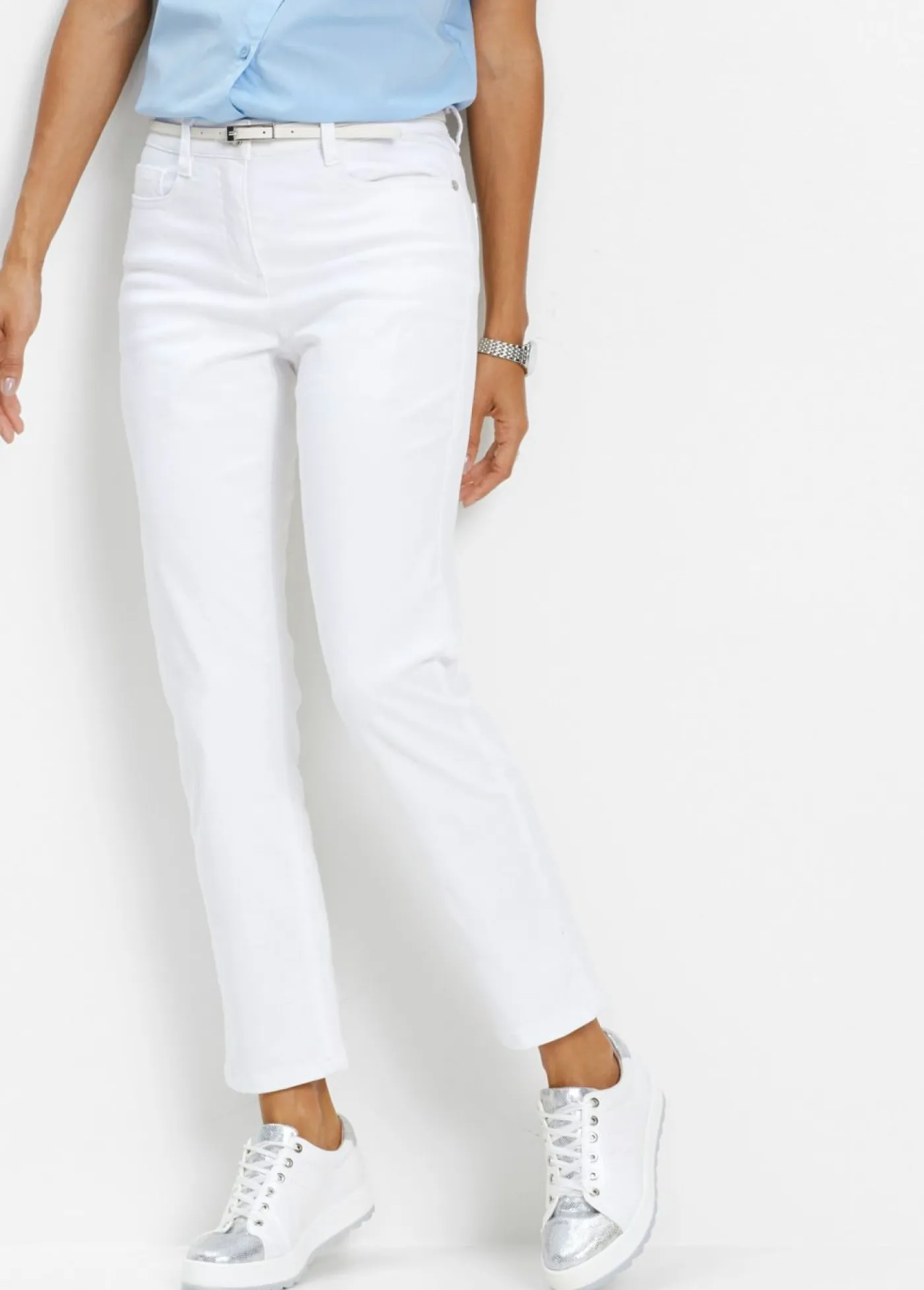 New Pantalón elástico capri Mujer Pantalones