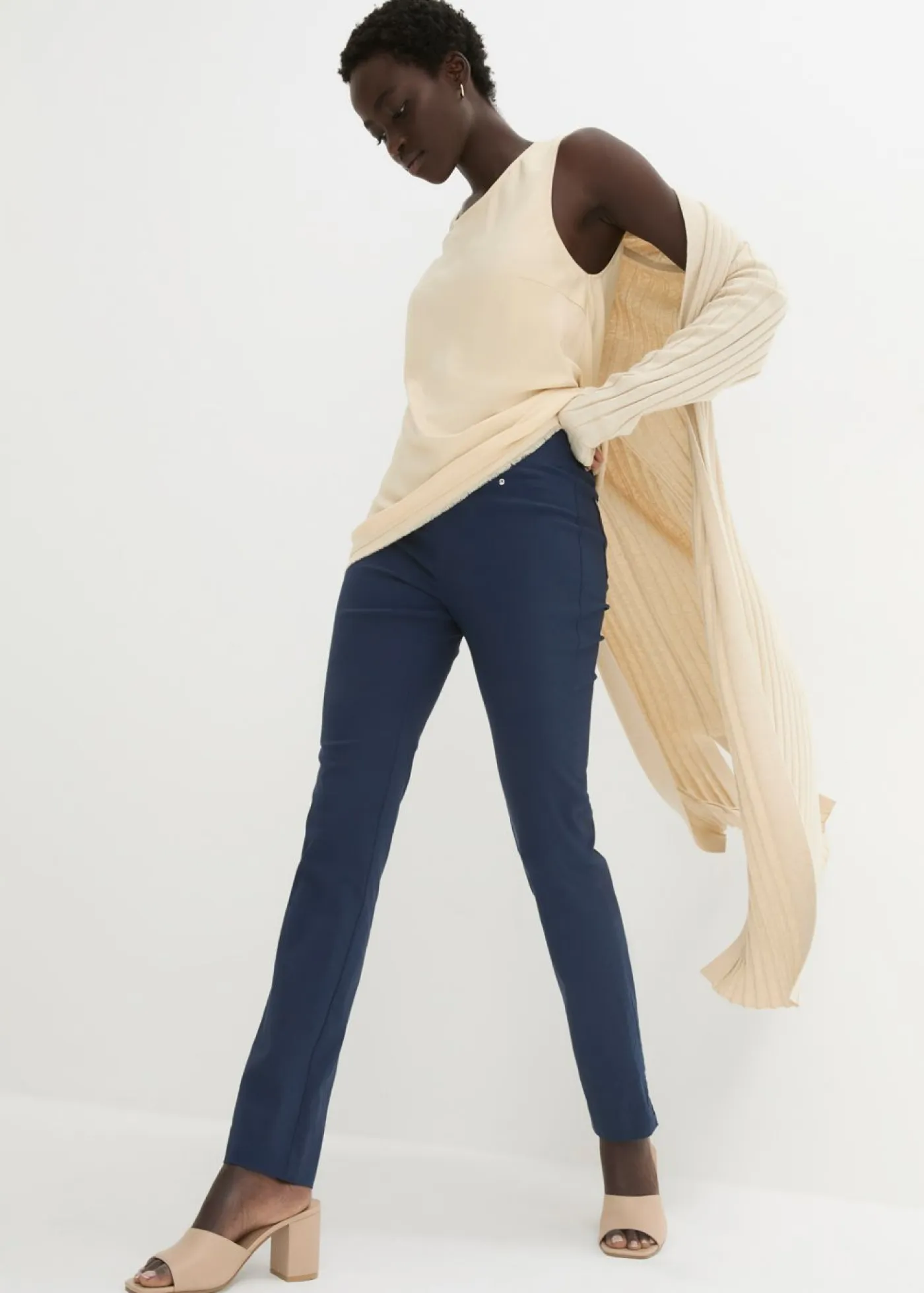 Pantalón elástico con cintura antideslizante Mujer Pantalones|Tallas Pequeñas