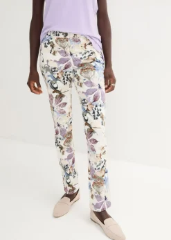Best Pantalón elástico con estampado de flores Mujer Pantalones|Tallas Pequeñas