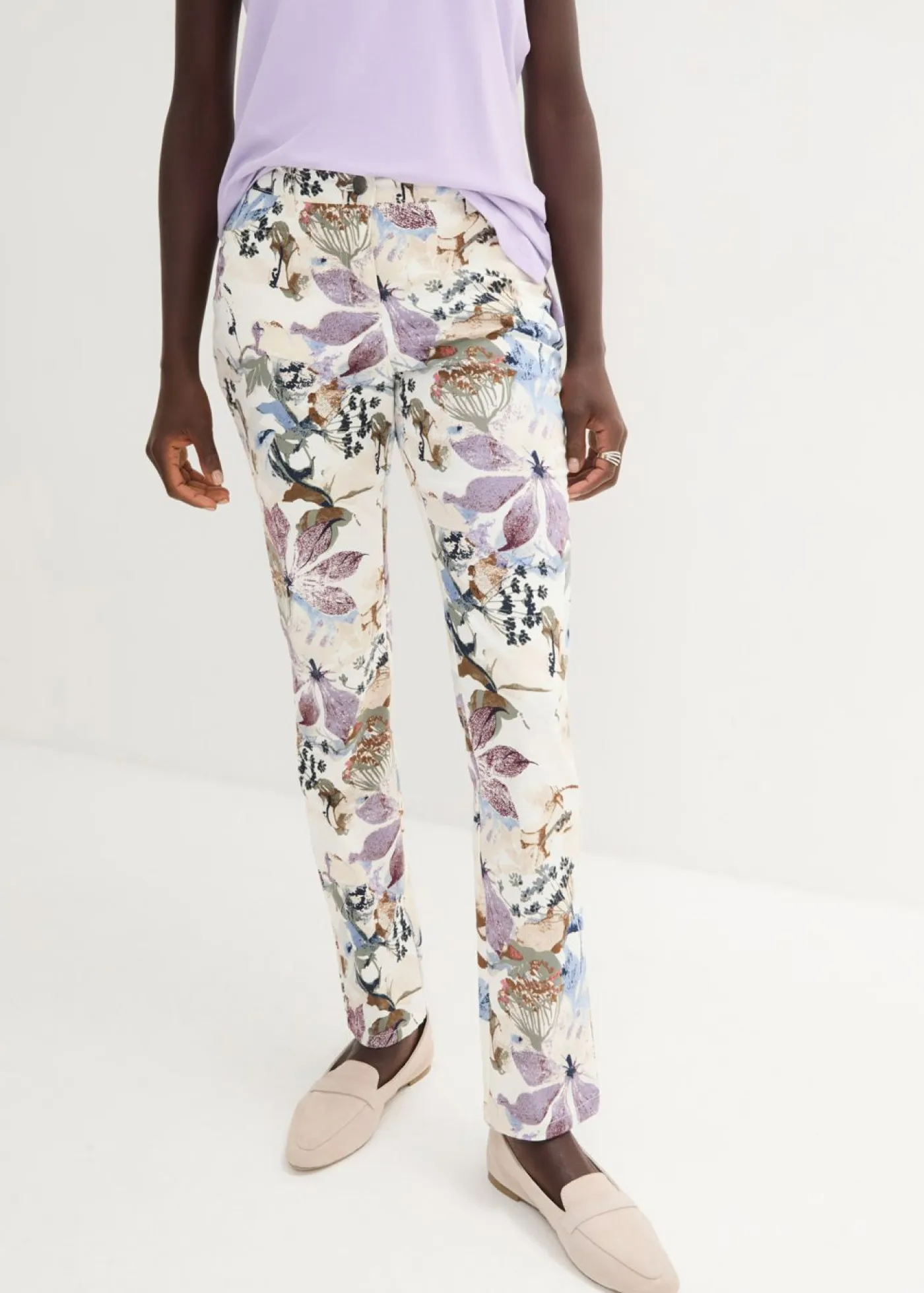 Best Pantalón elástico con estampado de flores Mujer Pantalones|Tallas Pequeñas