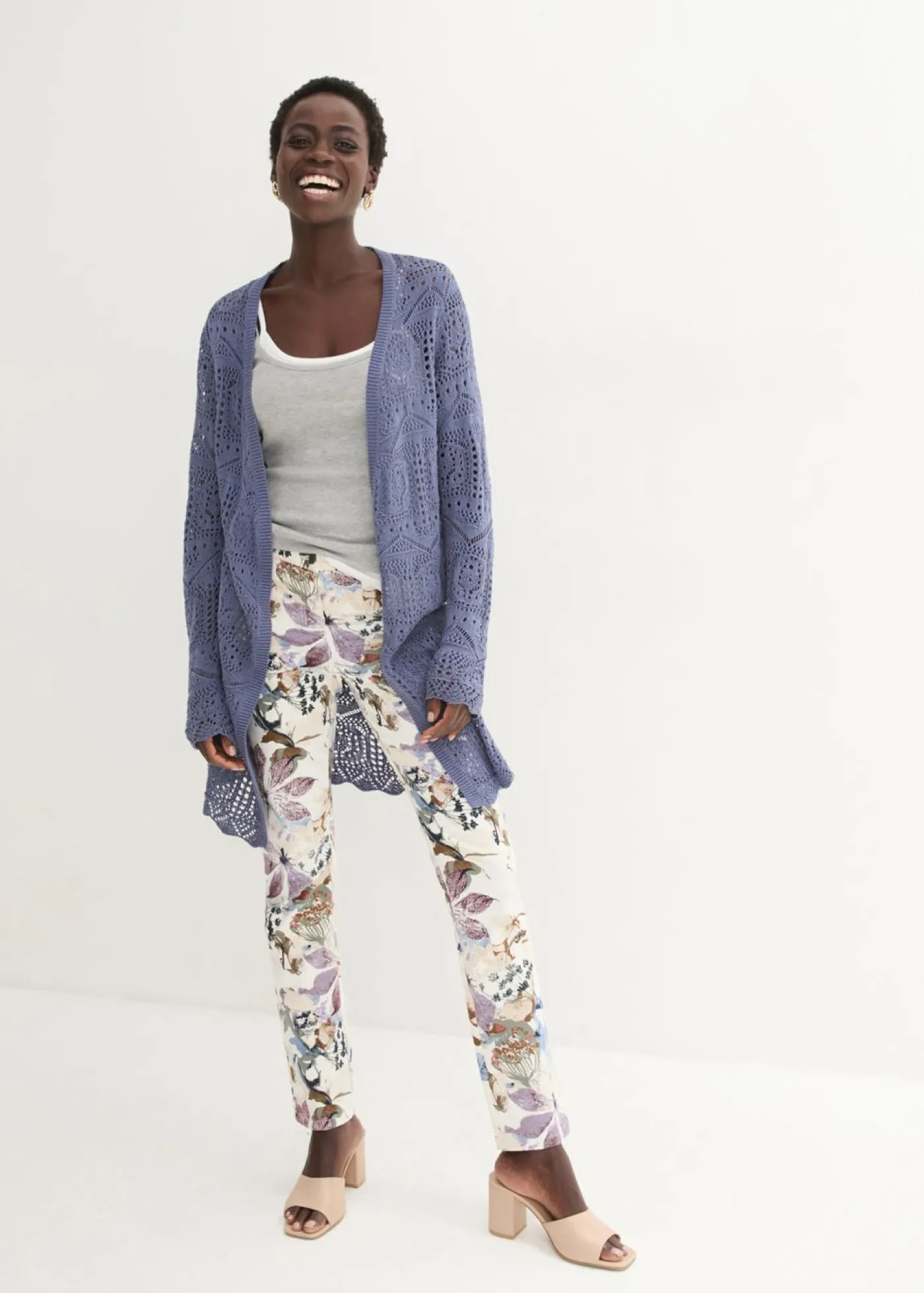 Best Pantalón elástico con estampado de flores Mujer Pantalones|Tallas Pequeñas