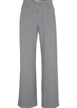 New Pantalón elástico con pata de gallo, pernera ancha Mujer Pantalones