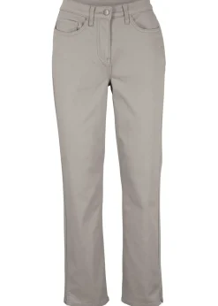 New Pantalón elástico con perneras rectas, mid waist Mujer Pantalones