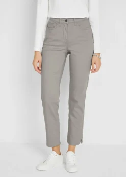 New Pantalón elástico con perneras rectas, mid waist Mujer Pantalones