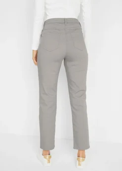 New Pantalón elástico con perneras rectas, mid waist Mujer Pantalones