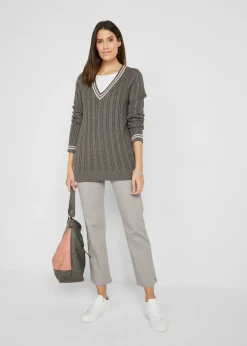 New Pantalón elástico con perneras rectas, mid waist Mujer Pantalones