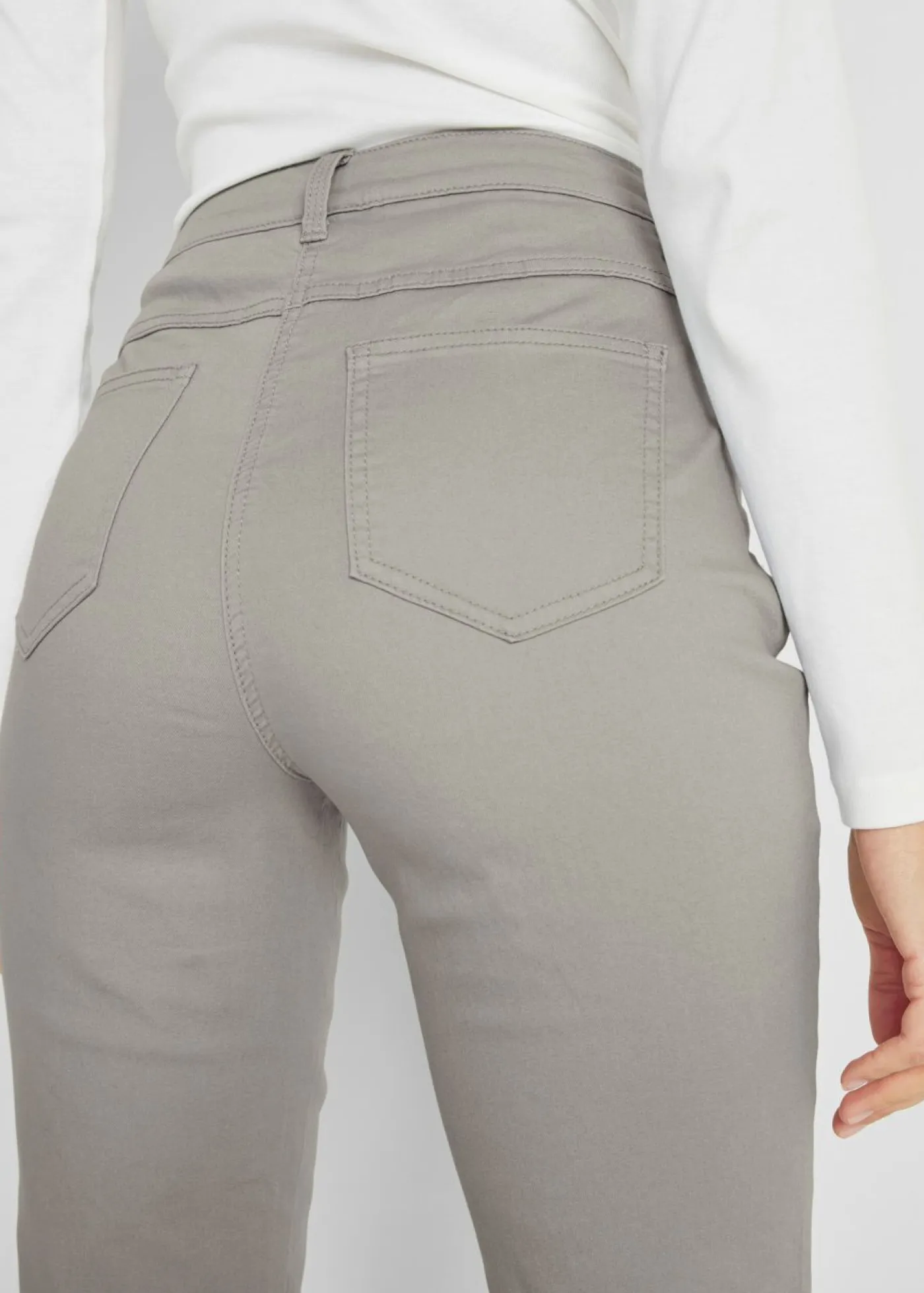 New Pantalón elástico con perneras rectas, mid waist Mujer Pantalones