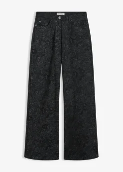 Sale Pantalón elástico de algodón con pernera ancha Mujer Pantalones