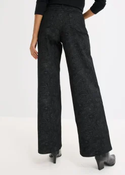 Sale Pantalón elástico de algodón con pernera ancha Mujer Pantalones
