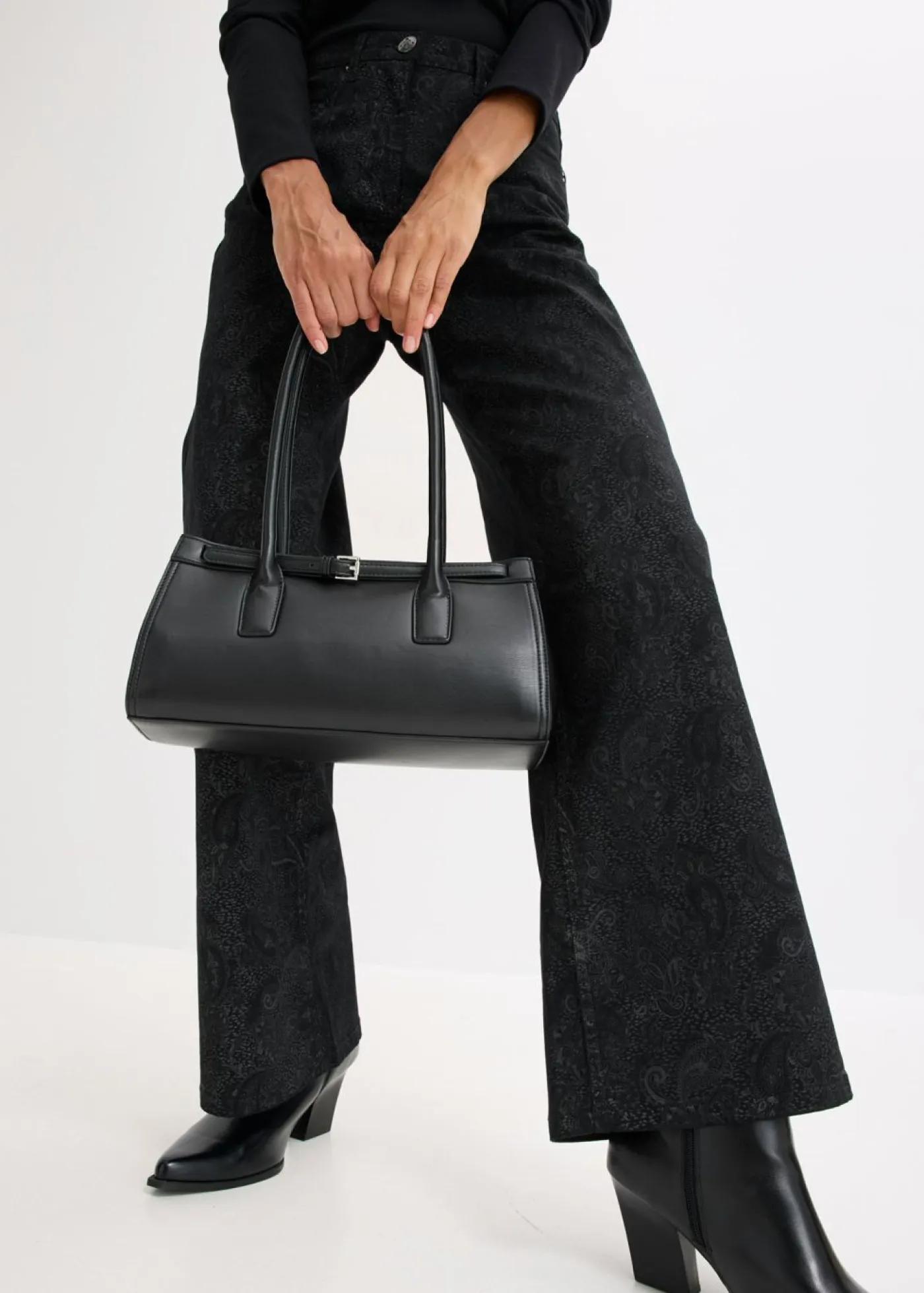 Sale Pantalón elástico de algodón con pernera ancha Mujer Pantalones
