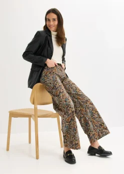 Best Pantalón elástico de algodón con perneras anchas Mujer Pantalones