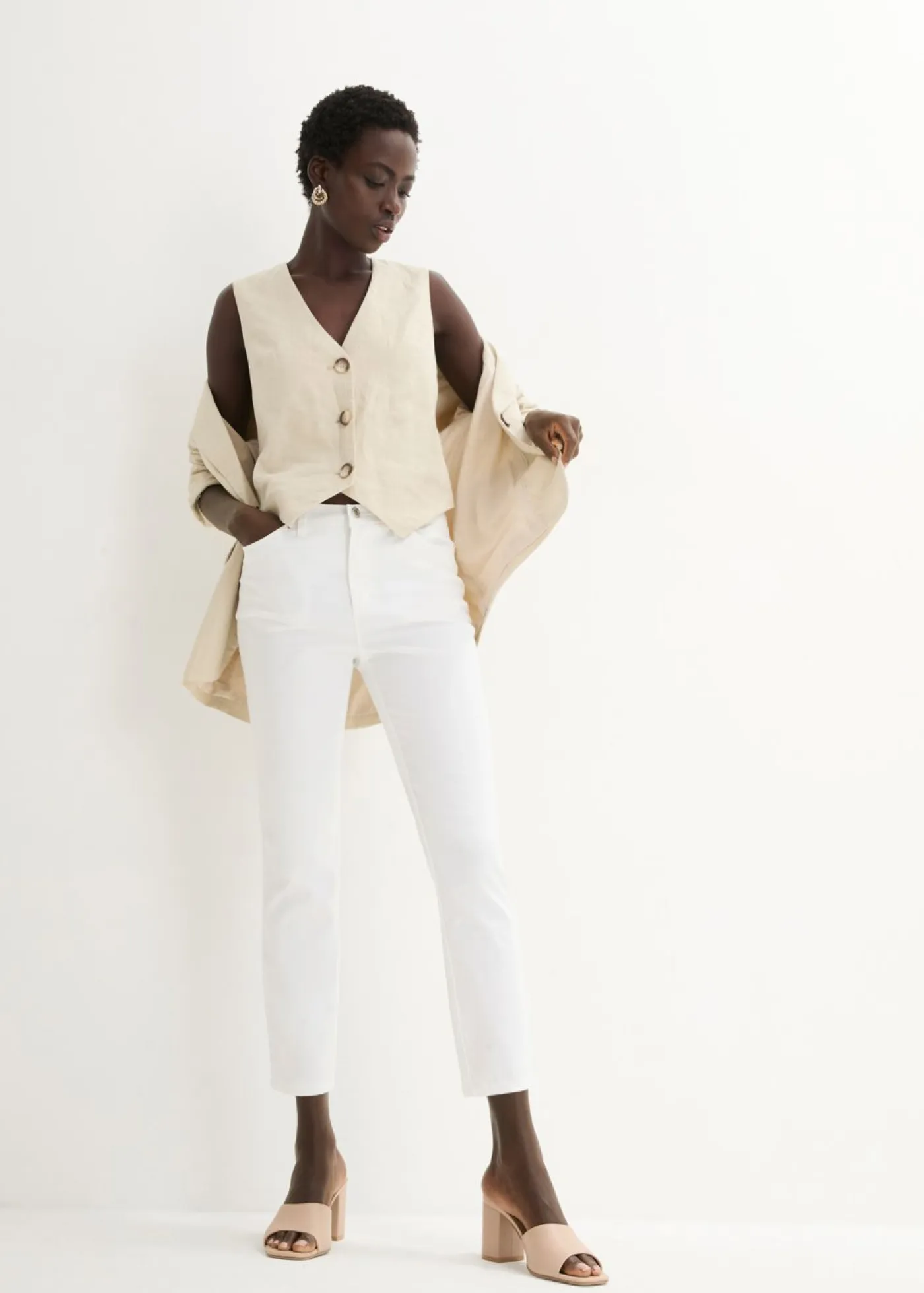 Online Pantalón elástico de algodón Mujer Pantalones