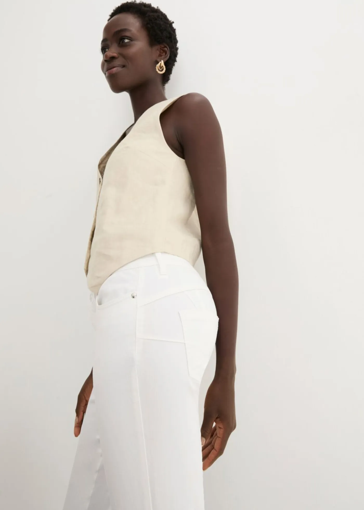Online Pantalón elástico de algodón Mujer Pantalones