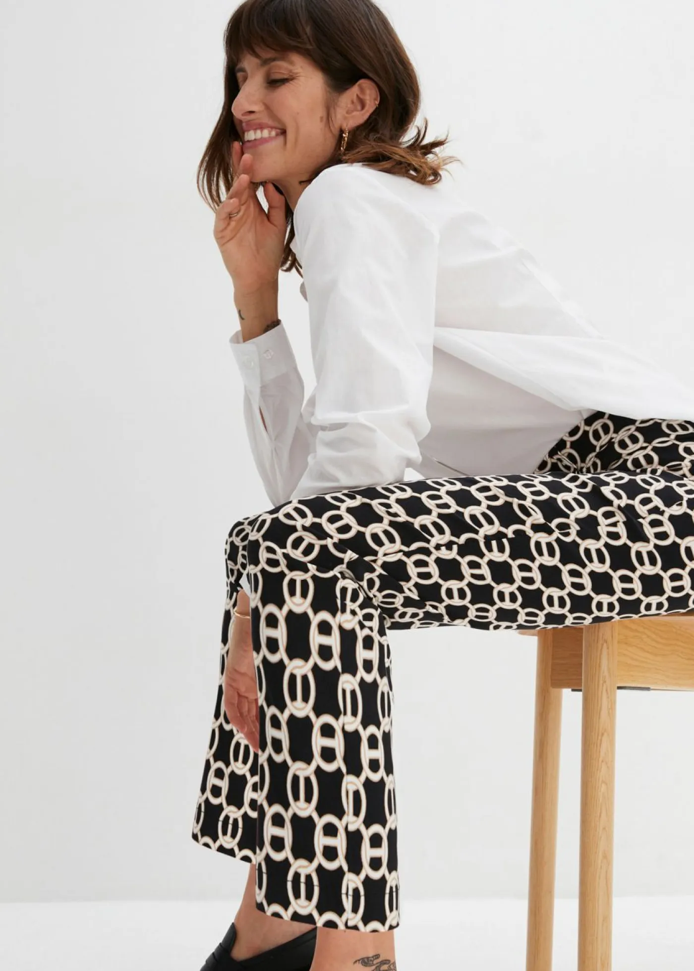 Pantalón elástico de bengalina Mujer Pantalones|Novedades