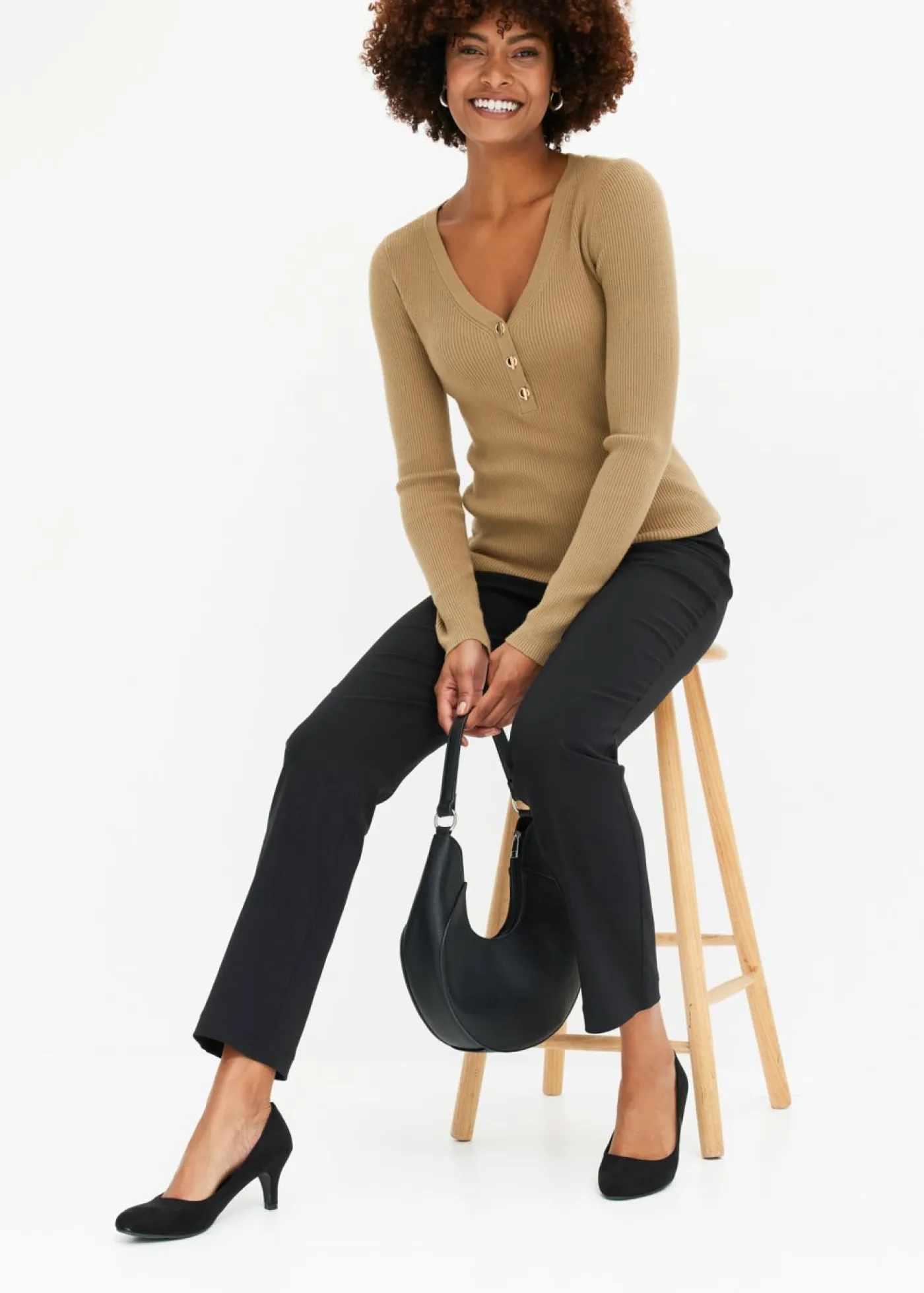 Discount Pantalón elástico de bengalina Mujer Pantalones|Tallas Pequeñas