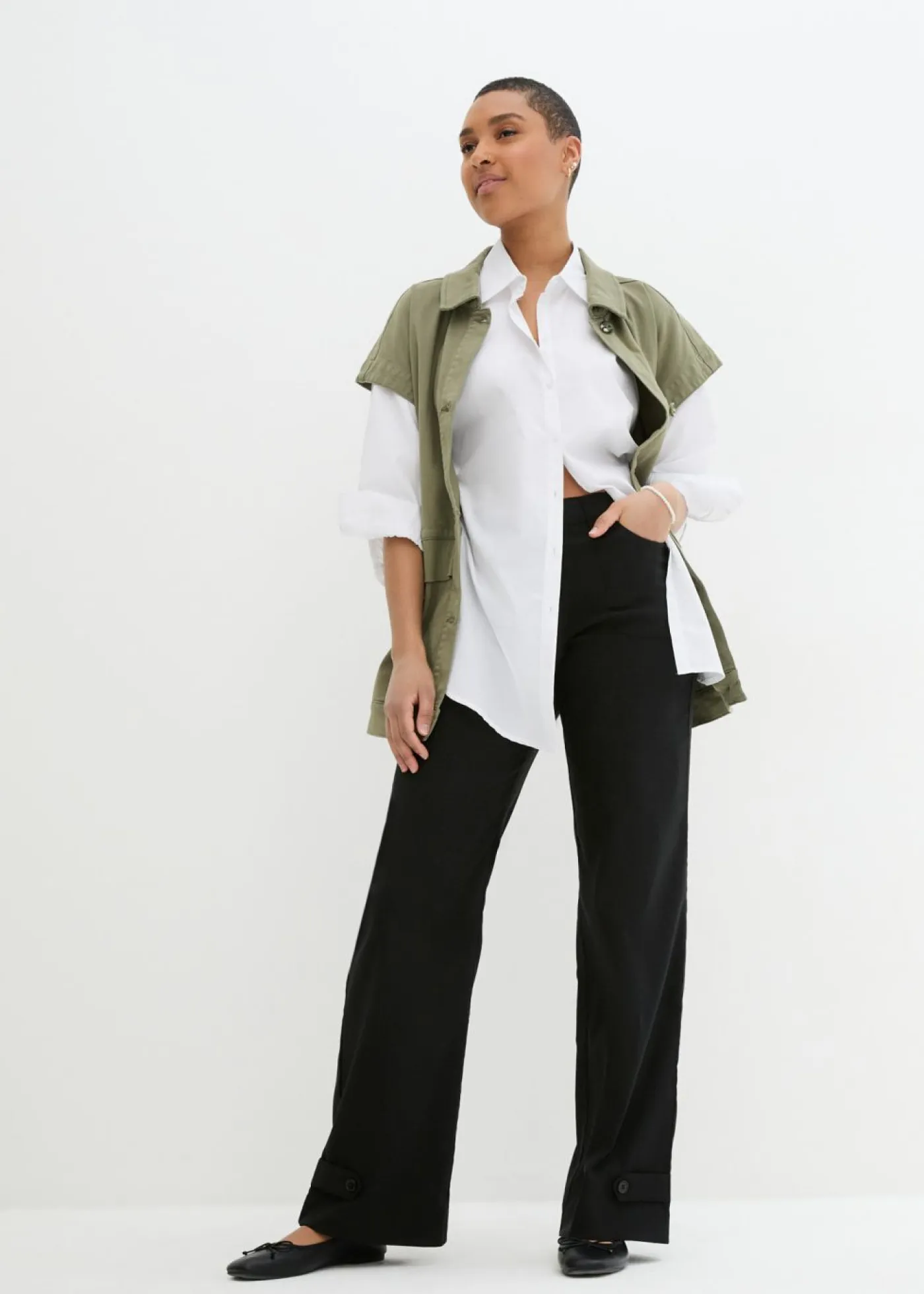 Online Pantalón elástico de bengalina con cintura cómoda Mujer Pantalones|Tallas Pequeñas