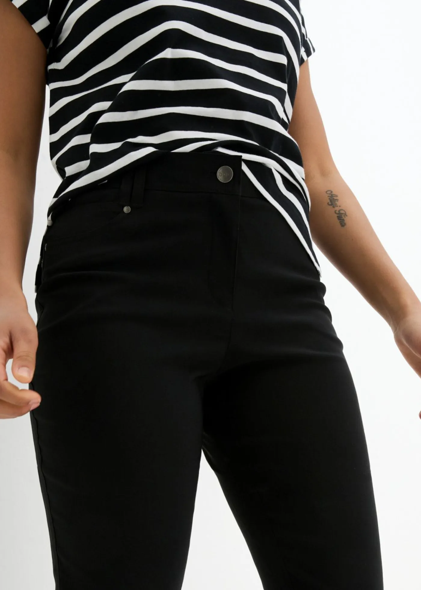 Pantalón elástico de bengalina con cintura cómoda de corte recto Mujer Pantalones