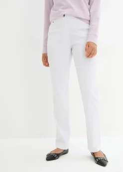 Outlet Pantalón elástico de bengalina con cintura cómoda de corte recto Mujer Pantalones