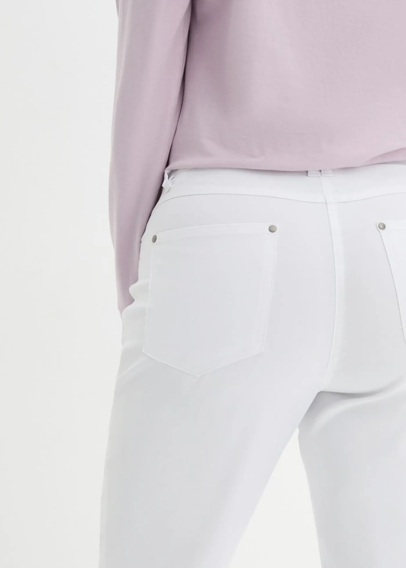 Outlet Pantalón elástico de bengalina con cintura cómoda de corte recto Mujer Pantalones