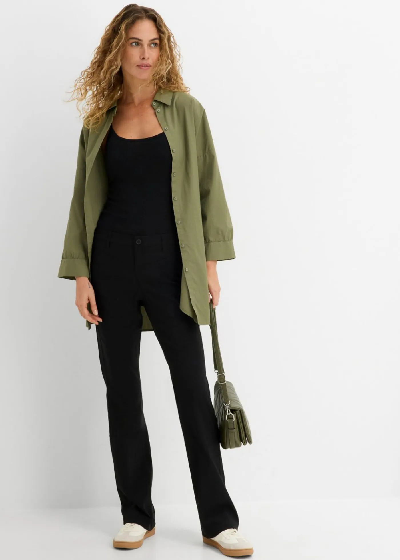 Pantalón elástico de bengalina, bootcut Mujer Tallas Pequeñas