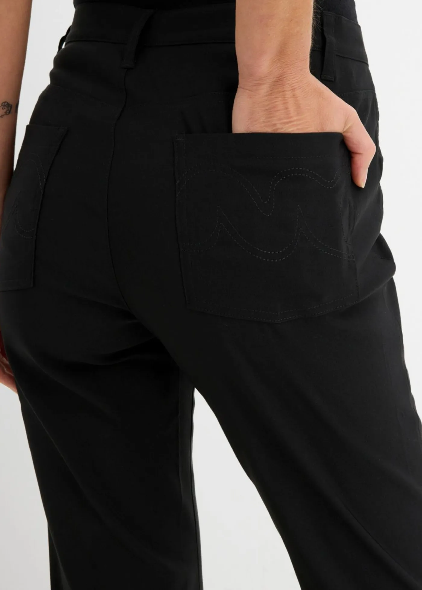 Pantalón elástico de bengalina, bootcut Mujer Tallas Pequeñas