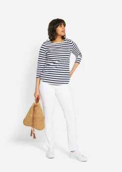 Pantalón elástico de corte recto de bengalina Mujer Pantalones