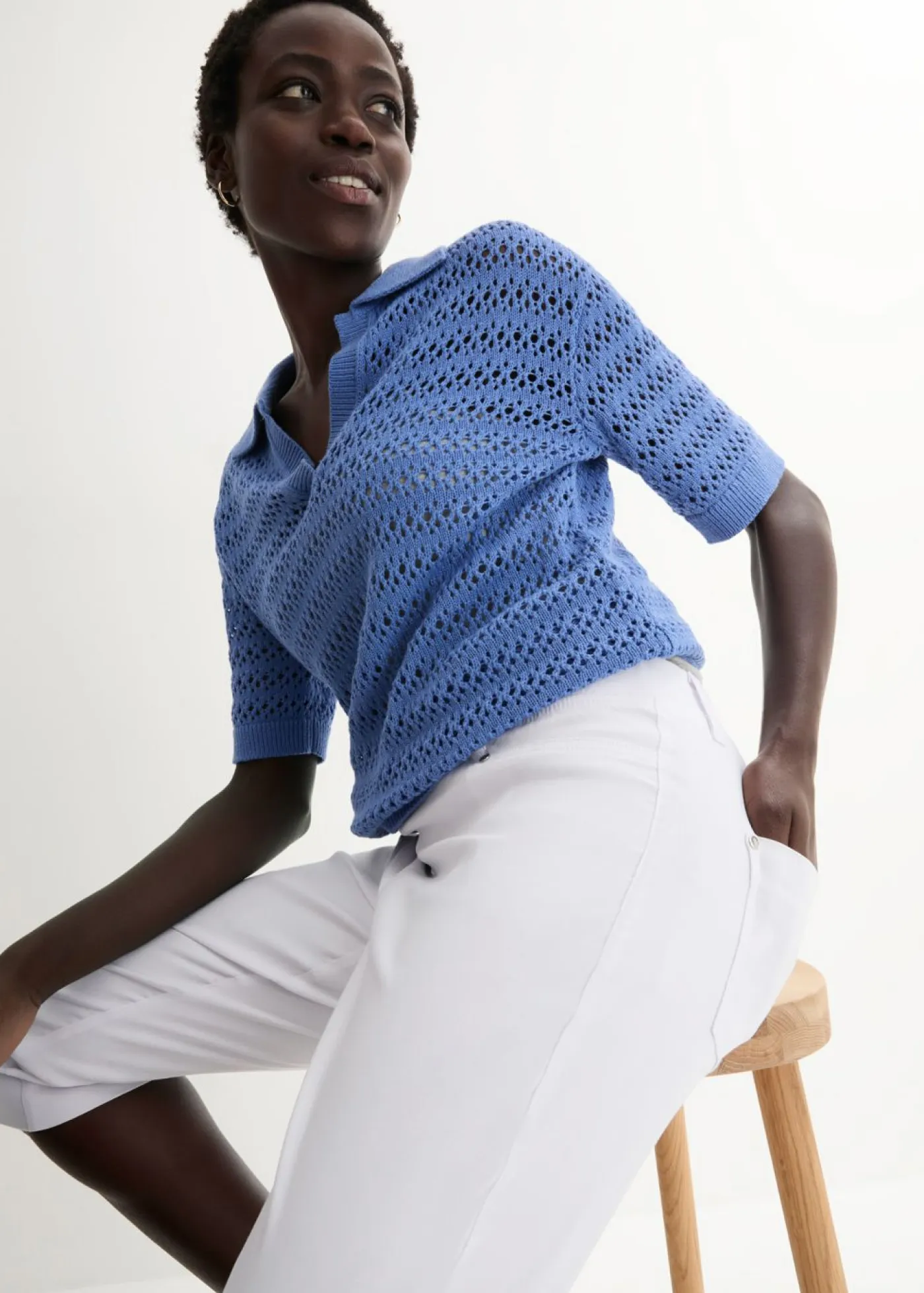 Sale Pantalón elástico de corte capri con cintura elástica Mujer Pantalones
