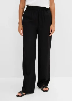 Pantalón elástico de viscosa con cinturilla cómoda Mujer Pantalones