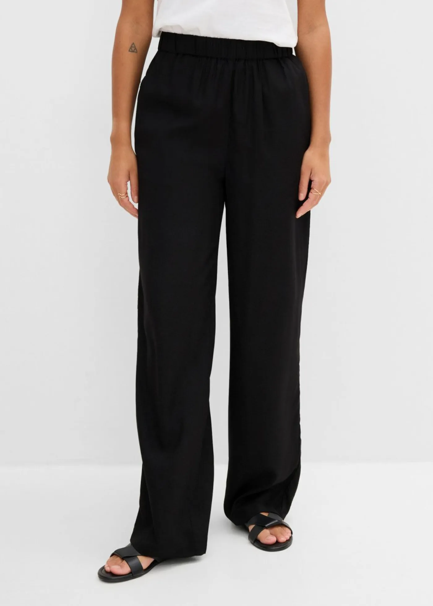 Pantalón elástico de viscosa con cinturilla cómoda Mujer Pantalones