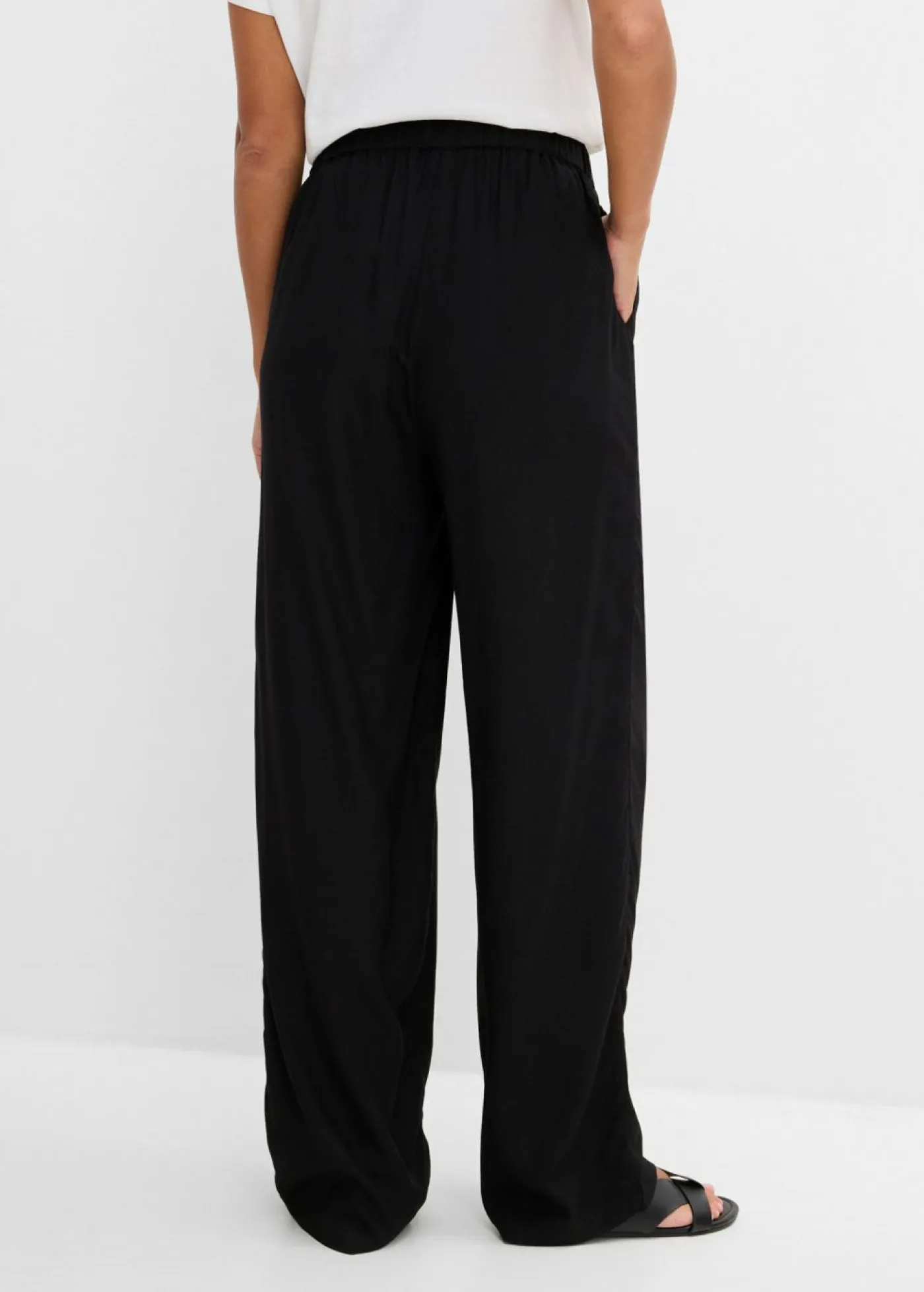 Pantalón elástico de viscosa con cinturilla cómoda Mujer Pantalones